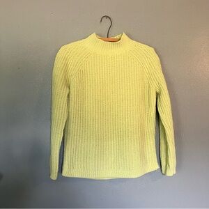 Talbots Yellow Mock Neck Sweater with Ribbed Texture
